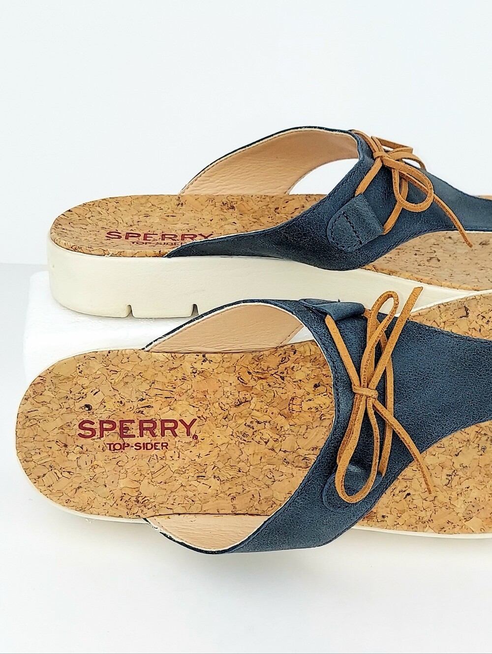 Sperry Blue Nubuck Cork Footbed Platform Sandals 12 - Picture 10 of 11